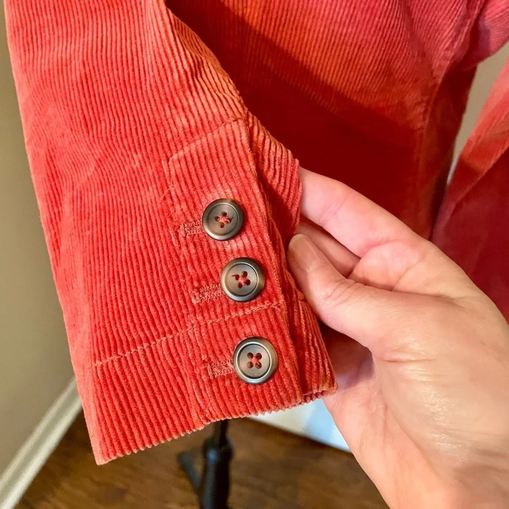 Talbots Salmon Orange Corduroy Blazer Jacket Size 8  Lined Academia Preppy Work - Picture 8 of 12